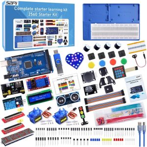 GeeekPi Mega 2560 Ultimate Starter Kit, Compatible with Arduino IDE, Complete Electronics Project Kit with Tutorial, Include Mega 2560 Microcontroller Board and Many Electronic Accessories