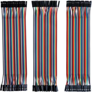 ELEGOO 120pcs Multicolored Dupont Wire 40pin Male to Female, 40pin Male to Male, 40pin Female to Female Breadboard Jumper Ribbon Cables Kit Compatible with Arduino Projects